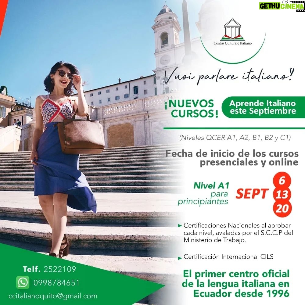 Erika Toa Russo Instagram - Vuoi parlare italiano? Vieni al @centroculturaleitalianoquito 😜 En septiembre, empieza un nuevo año academico a lo italiano🇮🇹 ¡¡Inscripciones ya abiertas!! Nuevos Cursos para principiantes nivel A1, en modalidades presenciales y online! . Horarios en la mañana (13/09), tarde (13/09) y en la noche (20/09) . -no cobramos matricula- Más info por D.M. o contáctanos via whatsapp al 0998784651☎️ Entérate de las modalidades de pago y descuentos! . . . #imparareitaliano #Toa #ToaCultural #ToaItaliano #cursosdeitaliano #Italia #aprenderitaliano #cursosenlinea #italiano #ItalianoenQuito