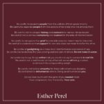 Esther Perel Instagram - Be careful not to lose your humanity. — Be careful to separate people from the policies of their governments. Be careful to separate people from the actions of terrorists who live among them. Be careful not to collapse history and context into narrow interpretation. Be careful not to eschew complexity and nuance for the sake of memeification. Be careful to recognize that grief for one side does not mean hate for the other. Be careful to understand that support for one side does not mean hate for the other. Be careful of gaslighting on a mass level: disinformation and denial of loss. Be careful not to dismiss the excruciating and real pain of others. Do not make it worse. Be careful not to say things online that you would not say to someone in real life. Be careful not to add hatred on top of hatred; we are all being crushed underneath its compounding weight. Be careful not to lose empathy for those with whom you disagree. Be careful not to dehumanize others. Doing so dehumanizes you. Do not lose touch with the parts of you needed most: Your compassion. Your humanity. Your care.