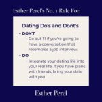 Esther Perel Instagram – “It’s a cardinal rule in therapy that practitioners aren’t supposed to tell their patients what to do or how to live. Instead, it’s their job to sagely guide them toward a new perspective.” There are however rules I live by that act as guideposts and inspiration for creating deep connections, expressing myself freely, and having a bit of fun. 

Join me on @thecut as I explore Rules To Live By with writer Bindu Bansinath via the link in my bio.