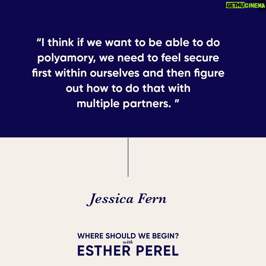 Esther Perel Instagram - It seems like everyone these days is talking about attachment theory but often only pertaining to monogamy. How do our attachment styles play out in other relational configurations? I chatted with polyamorous psychotherapist, Jessica Fern, who extends attachment theory into the realm of consensual nonmonogamy and changes the idea that attachment is only a story of two. I invite you to step into “My Office Hours” on Where Should We Begin? and listen to the full episode on Apple Podcasts Subscriptions.