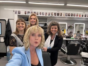 Eugenia Kuzmina Instagram - 🎬🎸 Saturday mornings on set with the most lovely  make up hair team @catherine_heysmakeup @nadinemann7397 @roseannalarner  for @davidayermovies @jasonstatham movie …. So greatful for adventures and everyone on set is beyond amazing 💜🦋🎞️