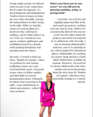 Eugenia Kuzmina Instagram - @mindjumpmagazine feature in uk 🎞️🦋💙 ..style by @vetahorwitz @sabrinacarpenter , greatful 💜 working on #modelsofcomedy show #comingsoon with @barrykatz @barrykatzblueprint to have more voices heard 💜🎸🔥 greatful to my husband and my dad , who was first responder to Chernobyl ❤️ thank you for bracelet @sady_diallo … I believe in this project for the better good 💜