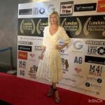 Eugenia Kuzmina Instagram – With @alexreeceactor celebrating @londoniff and @vshowcards 💜🎬🍿🦋 dress @karnitaharoni_official bag @dior