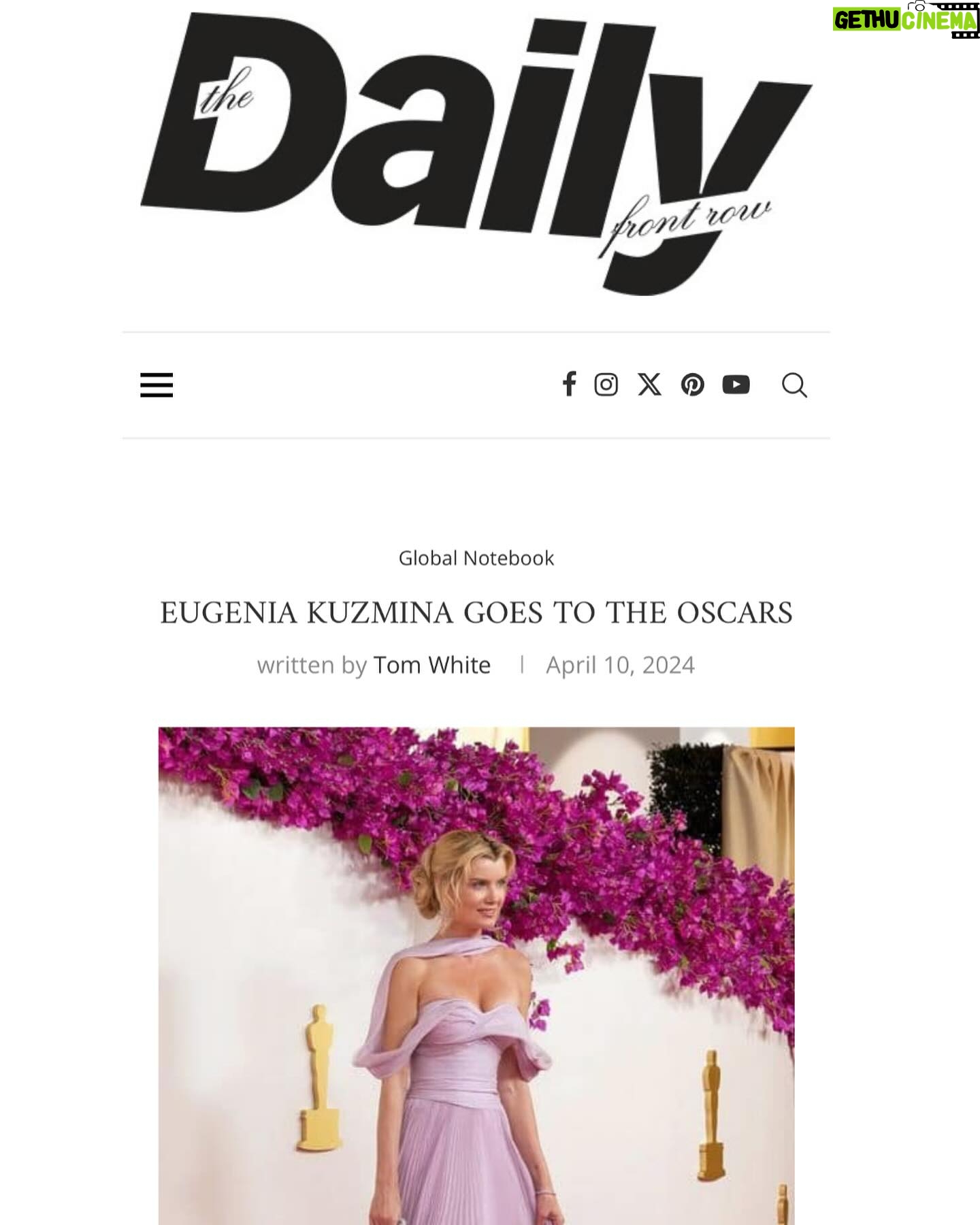 Eugenia Kuzmina Instagram - Thank you @dailyfrontrow for mentioning amazing work of artists who created this @theacademy look , @vetahorwitz @vetastyledme make up hair @misssabrinadubois ππΈπ¬ β¦. Thank you @innadesilva1 , β€οΈ @lethanhhoa_official Shoes @camillagabrieli Earrings @carolinesvedbom clutch @brendacooperstyle bracelet @margaretrowe and @kygomusic great remix for this song too and @iamparsonjames #mosthonest #brilliant artist ever , greatful to met you πβ€οΈ