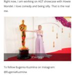 Eugenia Kuzmina Instagram – Thank  you @dailyfrontrow for mentioning amazing work of artists who created this @theacademy look , @vetahorwitz @vetastyledme make up hair @misssabrinadubois 💜🌸🎬 …. Thank you @innadesilva1 , ❤️ @lethanhhoa_official 
Shoes @camillagabrieli 
Earrings @carolinesvedbom  clutch @brendacooperstyle bracelet @margaretrowe and @kygomusic great remix for this song too and @iamparsonjames #mosthonest #brilliant artist ever , greatful to met you 💜❤️