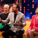 Evangeline Lilly Instagram – What beautiful company I was in on @thejonathanrossshowofficial 

(And also, how could I have forgotten to post this sincere and heartfelt moment of meditation that @officialdannydyer and his beautiful busters (hoping that bit made it into the show) lead us through near show’s end. 🙏🏼🤩🤪 (swipe left).)

#dannydyer #maisieadam #willsharpe @leomieanderson @the1975 @maisieadam