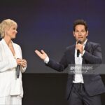 Evangeline Lilly Instagram - I can’t wait for you guys to see this trio and this duo in action in #antmanandthewaspquantumania February is fast approaching!! Mark it in your 📆 #antmanandthewaspquantumania @disneyd23 #paulrudd #jonathanmajors #evangelinelilly @victoriabeckham Suit by #victoriabeckham Hair by @bridgetbragerhair Makeup by patidubroff Styling by @kevinmichaelericson