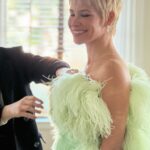 Evangeline Lilly Instagram - Behind the feathered scenes. 💚 #antmanandthewaspquantumania #premier @kevinmichaelericson @giambattistavalliparis @lisastoreymakeup @bridgetbragerhair and Jaime Powell 🤍