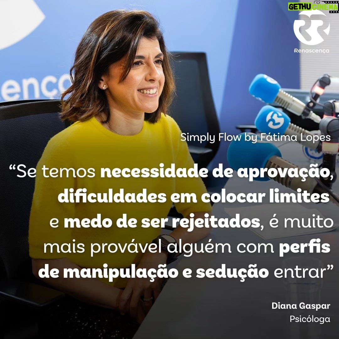Fátima Lopes Instagram - Porque nos mantemos em relações tóxicas? A psicóloga Diana Gaspar desvenda o que está na origem deste nosso comportamento, ajuda-nos a identificar mais facilmente relações que não são saudáveis e a saber sair delas. Para ver no mais recente episódio do podcast "Simply Flow by Fátima Lopes", que pode ver nas plataformas de podcast habituais, no Youtube da Renascença e em rr.pt. #SimplyFlow #Renascença #Essilor www.essilor.pt