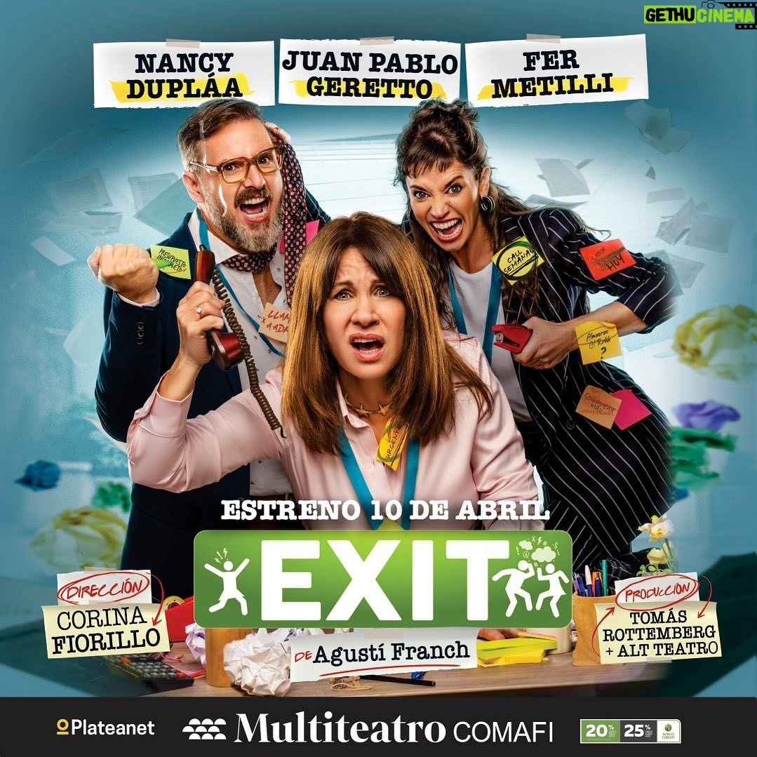 Fernanda Metilli Instagram - 🔥¡Entradas a la venta! El próximo 10 de abril, @exitlaobra llega a Multiteatro Comafi y solo podemos prometerte una cosa: NO VAS A QUERER QUEDARTE AFUERA. 🚪 Actúan: @duplaa_nancyok, @juanpablogeretto y @fermetilli Dirige: @corinafiorillo 🎟️ Conseguí tus entradas en @plateanet y en la boletería del teatro.