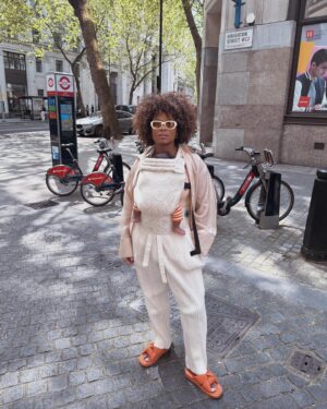 Fleur East Instagram - Managed to clear up the milk vomit, put some clothes on and make it outside 😂