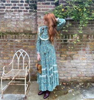 Florence Welch Instagram - I had planned to wear this outfit in March, but Gucci Fest in my garden it is. 
🍂
Watch the episode at 8pm gmt
@gucci #GucciFest #GucciOuverture @alessandro_michele @gus_van_sant
