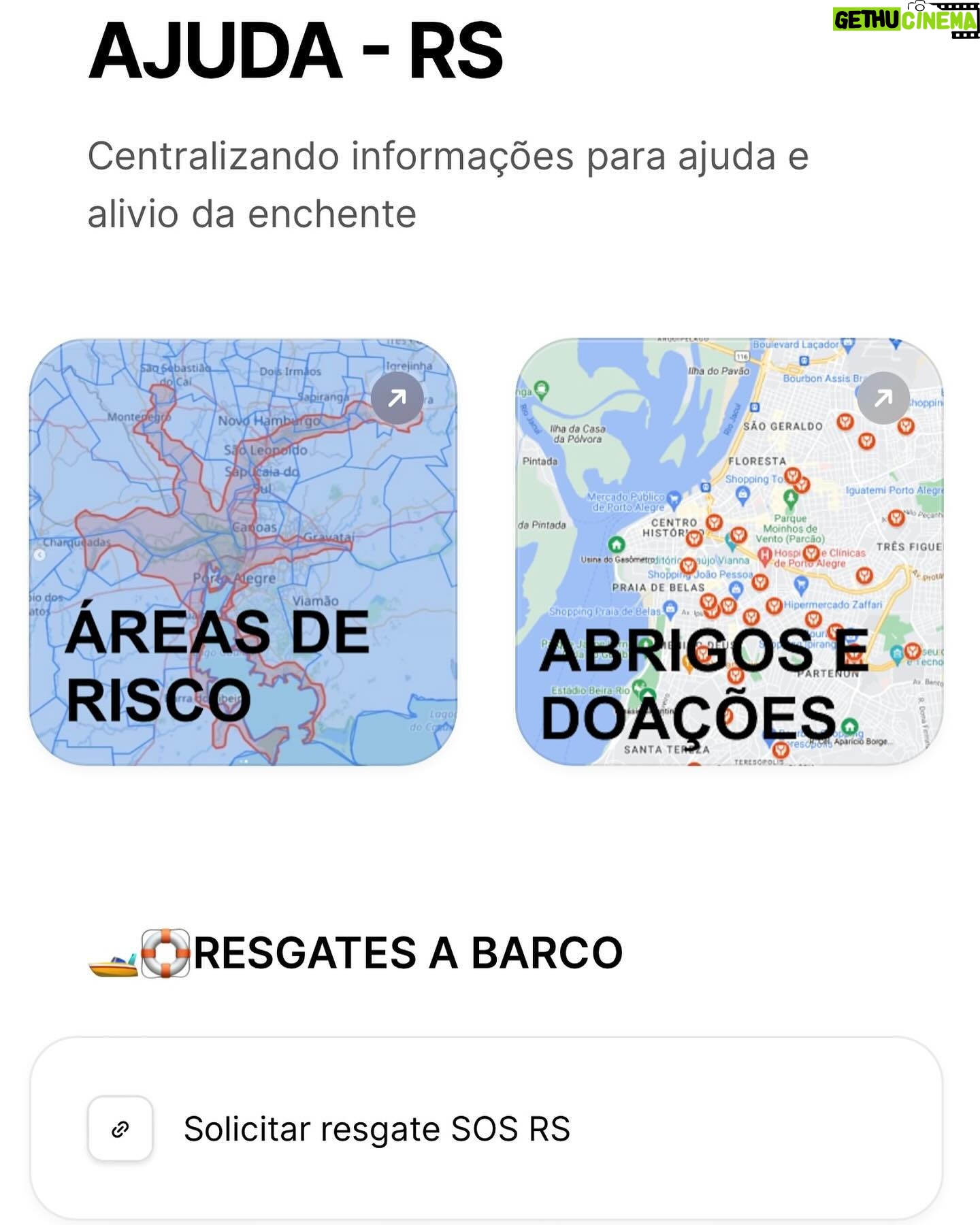 Foquinha Instagram - O @victor.arnt criou esse link que reúne informações úteis para o auxílio das vítimas do RS. Conversei com ele para entender melhor e é uma das plataformas mais completas que vi até agora e está sendo atualizado por ele e voluntários. O principal foco é resgatar pessoas que estão em situação de risco. Lá tem planilhas com infos de quem precisa de resgate por cidade, status dos regastes e contatos para acionar resgates. E para adicionar informações de pessoas que precisam de resgate ou qualquer outra info, podem mandar para ele por direct! Também tem links para doações, cozinha solidária, auxílio médico, auxílio psicológico entre outros! O link: https://bento.me/ajudars ou link clicável nos meus stories, fixado no meu perfil, ou no perfil do @victor.arnt Estou aqui de olho na minha direct para repostar mais infos importantes e poder auxiliar como eu puder! #AjudaRS