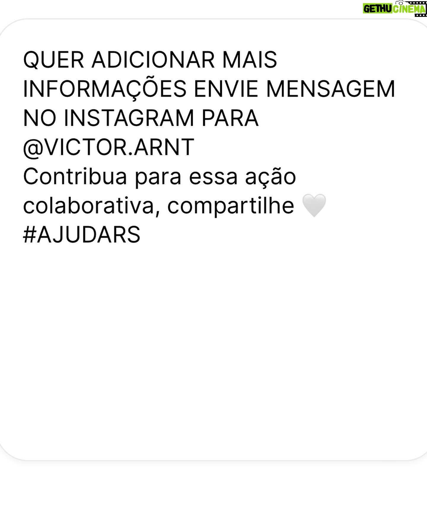 Foquinha Instagram - O @victor.arnt criou esse link que reúne informações úteis para o auxílio das vítimas do RS. Conversei com ele para entender melhor e é uma das plataformas mais completas que vi até agora e está sendo atualizado por ele e voluntários. O principal foco é resgatar pessoas que estão em situação de risco. Lá tem planilhas com infos de quem precisa de resgate por cidade, status dos regastes e contatos para acionar resgates. E para adicionar informações de pessoas que precisam de resgate ou qualquer outra info, podem mandar para ele por direct! Também tem links para doações, cozinha solidária, auxílio médico, auxílio psicológico entre outros! O link: https://bento.me/ajudars ou link clicável nos meus stories, fixado no meu perfil, ou no perfil do @victor.arnt Estou aqui de olho na minha direct para repostar mais infos importantes e poder auxiliar como eu puder! #AjudaRS