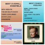 Fortune Feimster Instagram – Big week for the @handsomepod! Conan O’Brien is this week’s guest. Anyone else experience the grandmother suppository situation? 🤣 We also just got nominated for 3 @iheartradio podcast awards. Keeping it Handsome over here! (And go to Dynasty Typewriter for tickets to our livestream on Monday)