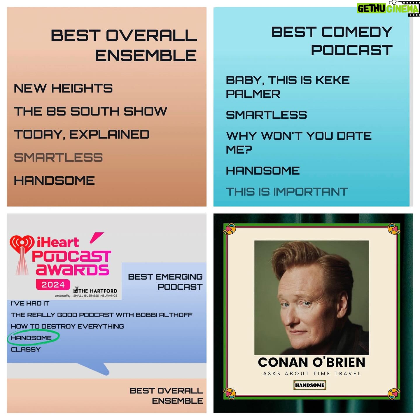 Fortune Feimster Instagram - Big week for the @handsomepod! Conan O’Brien is this week’s guest. Anyone else experience the grandmother suppository situation? 🤣 We also just got nominated for 3 @iheartradio podcast awards. Keeping it Handsome over here! (And go to Dynasty Typewriter for tickets to our livestream on Monday)