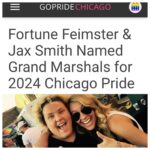 Fortune Feimster Instagram – Jax and I met 9 years ago at Chicago Pride so what a cool full circle moment for us to come back and both be the grand marshals this summer. We’re excited. See you at Pride, Chicago!