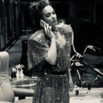 Freema Agyeman Instagram - Styled at Villa Margarita. #newzealand Dress @dolcegabbana Shoes @gucci 🖤🤍🪩