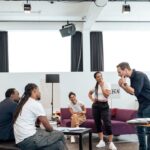 Freema Agyeman Instagram - •Posted @withregram• @lyrichammersmith Step inside the rehearsal room of #GodOfCarnageLyric coming soon from 01 Sep. @bbcdoctorwho and Dreamland star Freema Agyeman returns to the stage for this blistering dark comedy along with Ariyon Bakare (@darkmaterialsofficial), Dinita Gohil (The Father and the Assassin) and Martin Hutson (Small Island). Book tickets from £10 now at the link in our bio. 📷 @_otherrichard #YasminaReza #ChristopherHampton #GodOfCarnage #DoctorWho #HisDarkMaterials #AriyonBakare #DinitaGohil #MartinHutson #LyricHammersmithTheatre
