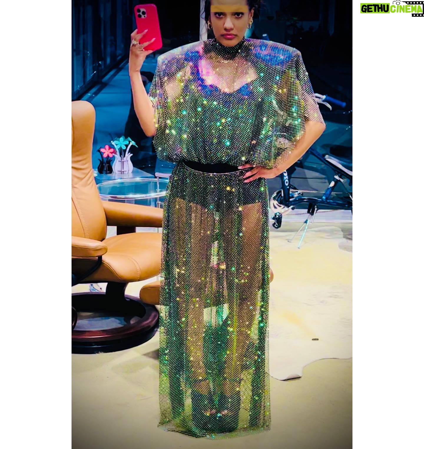 Freema Agyeman Instagram - Styled at Villa Margarita. #newzealand Dress @dolcegabbana Shoes @gucci 🖤🤍🪩