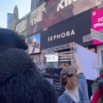 Freya Allan Instagram – Just me and my man watching @apesmovies trailer in Times Square.
Tickets at link in bio!