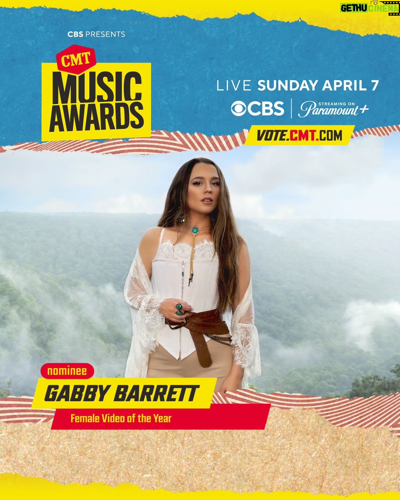 Gabby Barrett Instagram - THANK YOU @cmt! ✨The Glory Days music video is nominated for Female Video of the Year at the 2024 #CMTawards! Y’all can vote every day at vote.cmt.com and watch April 7 on @cbstv 🤩