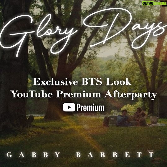 Gabby Barrett Instagram - You can get an exclusive behind the scenes look at the Glory Days MV by tuning into my after party on @youtube Premium now!❤️