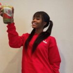 Gabby Douglas Instagram - Teamed up with Smoothie King to add the new stretch & flex smoothies to my daily fitness routine because flexibility and healthy joints are a must! Get a free sample in tart cherry or pineapple kale plus a chance to win autographed gear from me with their healthy rewards app through 3/11. Check @smoothieking for more details .  #ad   #ruletheday #stretchflex 🖤