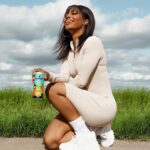 Gabby Douglas Instagram - LOVE with these organic canned cocktails from @crookandmarker, especially the new Cocolada flavor! Tastes just like a pina colada but with 0 sugar, 100 calories and made with organic supergrain alcohol. check them out and thank me later 🍹 🏝️ also, had soo much fun shooting with some of the most warm-hearted people. definitely one of the most coolest brands i’ve worked with. thank you guys for the vibes. luvv uuu 🤍