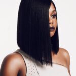 Gabby Douglas Instagram - today, look fear in the eye and be courageous black, bold bob cut #Natasha #Vibes @rpgshowwig x 🧡 Get $50 off using Discount Code : GABBY