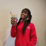 Gabby Douglas Instagram - Teamed up with Smoothie King to add the new stretch & flex smoothies to my daily fitness routine because flexibility and healthy joints are a must! Get a free sample in tart cherry or pineapple kale plus a chance to win autographed gear from me with their healthy rewards app through 3/11. Check @smoothieking for more details .  #ad   #ruletheday #stretchflex 🖤