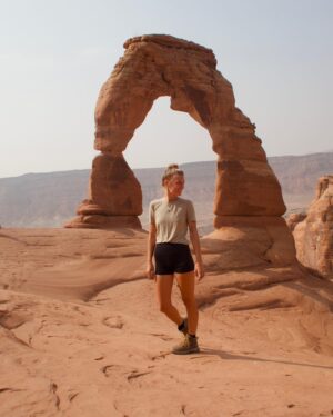 Gabby Petito Instagram - On a calm Monday morning, @bizarre_design_ and I decided to take the highly trafficked hike to the Delicate Arch. 
Not sure if it’s because it was 7ᴀᴍ on a Monday, but there actually were not as many people on the trail as I expected. After waiting on a short line for someone to generously take our photo, @bizarre_design_ and I made our way to the other side of arch (sᴇᴇ ɴᴇxᴛ ᴘᴏsᴛ) 
We also camped for one night in Devils Garden with the cover off of our tent to fall asleep watching the stars, trying to catch a glimpse of the Perseid meteor shower 
🌌
𝐹𝑢𝑛 𝐹𝑎𝑐𝑡 → I did not edit any of these photos (except maybe to brighten the exposure slightly) but only one person in the background of the last slide! 
Also, during our hike I stepped off the trail up onto bare rock, just to take a photo of the view out of everyone’s way of the path, and a very nice man who I believe worked for @rei stopped everyone in their tracks and commented about my shoes asking me how I liked them, I felt like I was giving a small presentation to everyone crowding around waiting to continue on the path, all looking up at me while I’m standing on this rock describing how awesome these shoes have been!  especially hiking with them on the #appalachiantrail while @bizarre_design_ hikes barefoot! 
⌓ ͙⁺˚*･༓☾ side note ˚ this is not sponsored or an ad, although I wish it was (@rei )... But basically ALL of our hiking and camping gear, and also our van life essentials are all from @rei #reicoop 
#archesnationalpark #nps