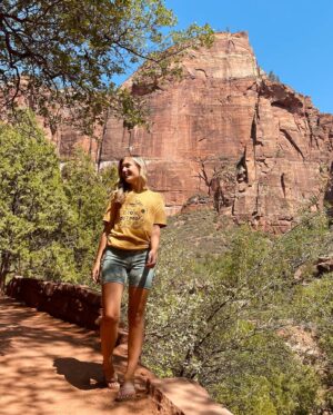 Gabby Petito Instagram - 🍋 on Mountain time シ
The past two nights camping in Zion have been so cool, literally. We hiked up here in about 100°  and it was so nice coming back to our campsite, watching the sky fill with dark clouds, and view the lightning storm in the nice cool air of the light rain. 
☽
#vanlife #vanlifecamping #zionnationalpark #travel