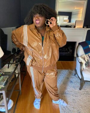 Gabourey Sidibe Instagram - My mans @brandontour sent an email and bibbidy, bobbidee BOOPED me some @weareivypark and now I don’t know how to act. Puttin all this in the prenup.  Thank you @adidasoriginals and obviously @beyonce cuz I’m mos def finna do squats in these brown joints!
