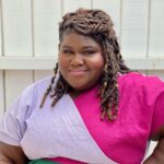 Gabourey Sidibe Instagram - Dressed for press for #TheHarperHouse coming to @paramountplus! Super Cute Outfit: @alicealexanderco Makeup: @tobyfleischman Hair: @misscopeland310 Styling: @kellyaugustine Styling Assistance: @couturemoments_ Butterfly Loc Installation: @braidsbylorine