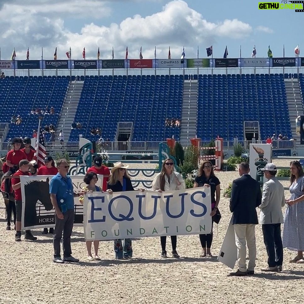 Gabriella Pizzolo Instagram - the Hampton Classic got a visit from all of us supporting the @equusfoundation for their show opening! loved working with the new veterinary school at LIU promoting animal rescue, rights and adoption! also swipe to meet an equine friend of mine!!! #opttoadopt