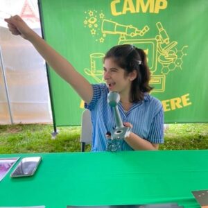 Gabriella Pizzolo Instagram - hanging around with @toying_aroundny at the Toying Around Block Party Event! so cool to meet so many wonderful people at our very own Camp Know Where - plus some Suzie and Dustin art from the wildly talented @vvarttm !