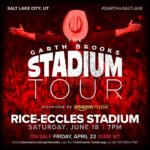 Garth Brooks Instagram - ANNOUNCEMENT: Garth Brooks Is Returning To Salt Lake City Rice-Eccles Stadium Saturday, June 18th, 7:00 PM. The 2021 concert sold out in less than 30 minutes. Tickets go ON SALE Friday, April 22nd, 10:00 AM MT - Team Garth #GARTHinSALTLAKE