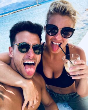 Gemma Atkinson Instagram - To think some called it curse… Yet 6 years and a beautiful family later and you’re still in my top 5 😉 
Happy Anniversary Gorks!  I love you so much. With all the noise and craziness around us, you’ll always be my safe place away from it all ❤️ Here’s to us! 🥂  I can’t wait to celebrate later! Ps. I will forever annoy you with an air horn 🤣 @gorka_marquez