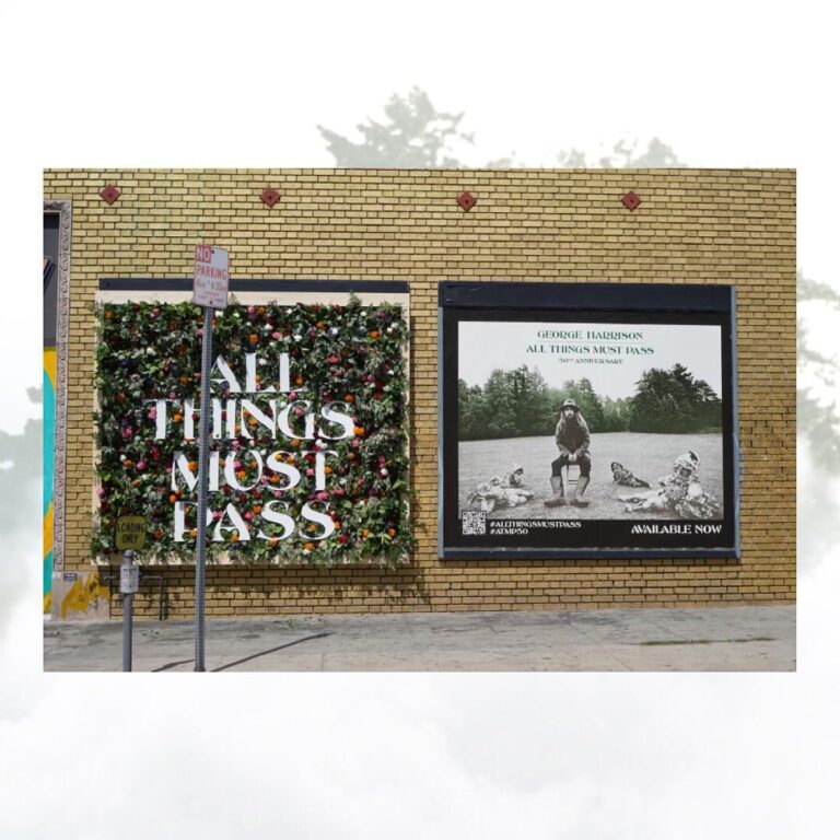 George Harrison Instagram - Los Angeles: TODAY ONLY, celebrate the launch of George’s ‘All Things Must Pass 50th Anniversary’ at Melrose and N Curson Ave by visiting this very special ATMP Flower Wall. Share your photos and video with the hashtag #ATMP50 for your chance to win a set of gnomes. One lucky winner will be randomly chosen by August 13th. #allthingsmustpass