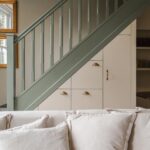 Georgia Hirst Instagram - At home with Actor Gee Hirst 💚 Creating a cosy country-feeling home in London through warming beiges and earthy greens alongside brushed brass finishes, soft layered lighting and thoughtful antique pieces. "When I bought the apartment, it was pretty lifeless and cold. I met my boyfriend who had always fantasied about having a country home and so we started this renovation project together. We introduced warmer tones through the paint colours - all Lick - textiles and finishes to give it a relaxing, 'Soho Farmhouse' countryside retreat feel in the middle of the city." Paint colours used: • Living room, dining and kitchen (walls): #Beige01 • Kitchen cabinets: #Green02 • Staircase woodwork: Green 02 • Bedroom: #Beige02 Soho Farmhouse • Spare room: #Green05 Rome House See the full home tour on the Lick YouTube channel (link in bio) #LickHome #housetour #apartmentdesign
