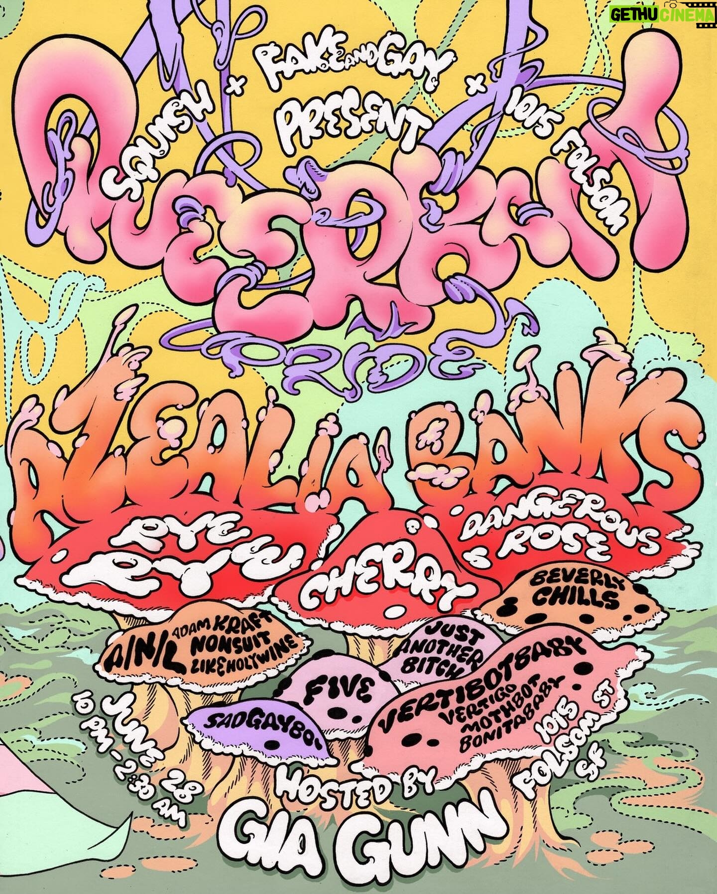 Gia Gunn Instagram - SF are you ready to get ABSOLUTELY SICKENING⁉️ somebody pinch meeee🤩 hosting the iconic @azealiabanksforever and @ryerye on friday june 28th | 10pm-2:30✨ be there or consider yourself not doing SF pride!!! @fakeandgayinc @squishsf @1015sf