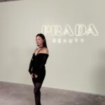 Gia Kim Instagram – Room full of beautiful people, but it’s the company that makes perfect 🥹💞
@pradabeauty 🤍
.
.
Reusing a dress I’ve worn for a birthday, the necklace I bought 10  years ago in university. Coat thrifted from Crossroads.
