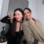 Gia Kim Instagram – Room full of beautiful people, but it’s the company that makes perfect 🥹💞
@pradabeauty 🤍
.
.
Reusing a dress I’ve worn for a birthday, the necklace I bought 10  years ago in university. Coat thrifted from Crossroads.