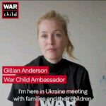 Gillian Anderson Instagram - It’s been one year since the conflict broke out in Ukraine and yet the bombs continue to drop and devastate lives. Children have endured a year of violence and trauma - moving from place to place, losing loved ones and not knowing when they can return home. Without urgent help, children will bear the brunt of this conflict for a lifetime. War Child have scaled up our work in Ukraine - to help families with vouchers for food, clothing and mental aid first aid that is so desperately needed. But as this terrifying war continues, the need grows greater each day. Please donate £5 a month today. 🔗 In bio. #ukraine #ukrainewar