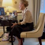 Gillian Anderson Instagram - An ode to the fantastic @marthaward who pulled me together for all my press in New York! Hair: @benskervin Makeup: @florriewhitemakeup Slide 1 Dress: @skiimparis Shoes: @gianvitorossi Slide 2 Dress: @erdem Shoes: @dolcegabbana Slide 3 Dress: @erdem Shoes: @dolcegabbana Slide 4 Dress: @cefinnstudio Shoes: @kurtgeiger Slide 5 Shirt: @cefinnstudio Trousers: @maxmara Shoes: @gianvitorossi Slide 6 Dress: @josephfashion Shoes: @kurtgeiger Slide 7 Shirt: @maxmara Skirt: @cefinnstudio Shoes: @manoloblahnik