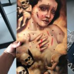 Gina Carano Instagram - I bought this piece a long long time ago at a tattoo shop in Las Vegas. Her eyes struck my heart so deep because those were my eyes at that point in my life. If you’re feeling like these are your eyes right now, please hear me, life comes in waves and even after this trial passes, another trial will come, but it will be sprinkled with wondrous moments of love, joy and a peace you could never imagine. Life truly is about the journey so fill it with hope and love, you never know what’s right over this mountain your climbing. I’m climbing a mountain too right now and all I know is I have to keep climbing and keep my eyes pointed up. Romans 8:28 ❤️ always from my heart to yours, don’t you give up. Keep climbing.🕊️ Artist is @alex_garcia_art he found this after I posted this, see pinned comment below. The internet can be so cool like that sometimes. Even though this piece has found a new home I treasured it while I had it.