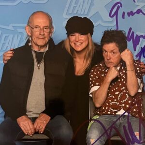 Gina Carano Instagram - Sometimes in life meeting someone makes your heart burst with joy, you fumble your words and giggle and have a strange urge to cry uncontrollably, you wish you could just sit and listen to this person for hours without you yourself ever saying a word but holding onto ever single one of theirs.. This is when you are in the presence of a legend. This is what I felt today being around @realmikejfox And… he even knew who I was and explained to Doc how I was one of the great MMA fighters of my time. I’m not sure Doc believed him. 😂 but Michael knew me, he had kept track 💜.. and that, ladies and gentlemen, has been one of the greatest moments of my life. For the picture he put his hands up in a fighters pose and I’ve never instantly enjoyed being so elated of being in the presence of a person I admired but had never met before in my life. 🥲 My heart is overflowing with inspiration from this powerful short encounter. Thank you for being you Michael. You truly are and will always be one of the all time greats, now more than ever. We love you. ❤️ And Doc @mrchristopherlloyd you’re quite the legend yourself. 🙏