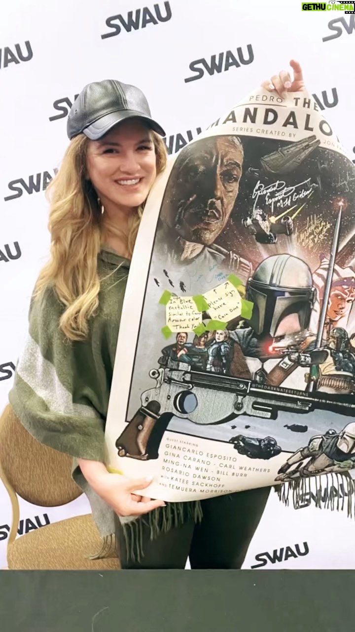 Gina Carano Instagram - Sending a big hello from The Rebellion. 💫 Love signing and seeing all your beautiful comments and art you send in. Heart is full. Grateful for @swau_official an amazing group of people I love to laugh and be around. Thanks for all you guys do. ❤️🤍❤️ #CaraDune 😉