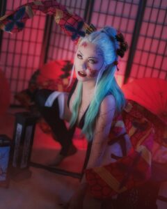 Gina Darling Instagram - I am Daki. Long live the Upper Moons. My first big cosplay! Daki from Demon Slayer! @StellaChuuuuu transformed me into my most favorite character! Check out the video! Link in bio! Photos: @alive_alf #dakidemonslayer #demonslayer #cosplay #dakicosplay #anime #manga
